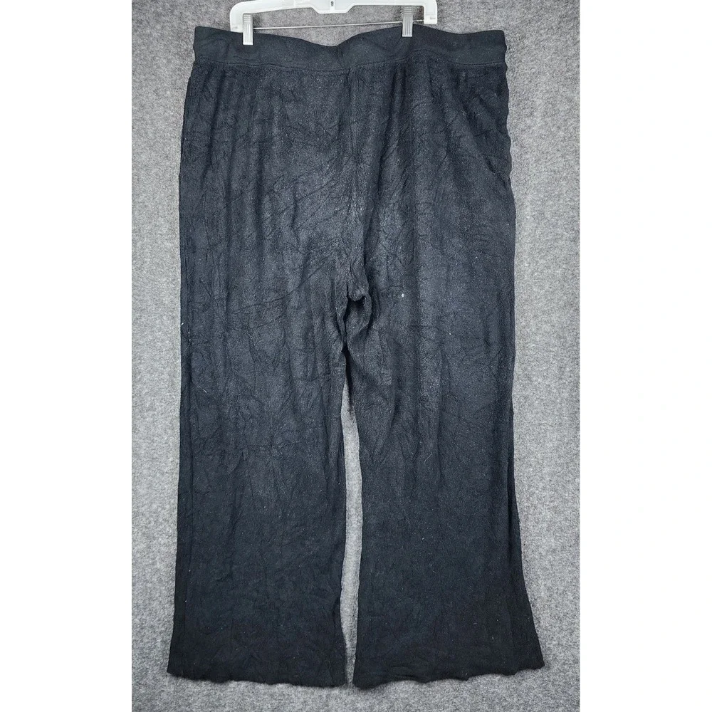 Aerie Lounge Pants Mens 2XL Black Wide Leg Textured Terry Drawstring Pajamas